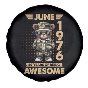 Cool Teddy Bear June 1976 50th Birthday Spare Tire Cover 50 Years Of Being Awesome Retro Streetwear Gift