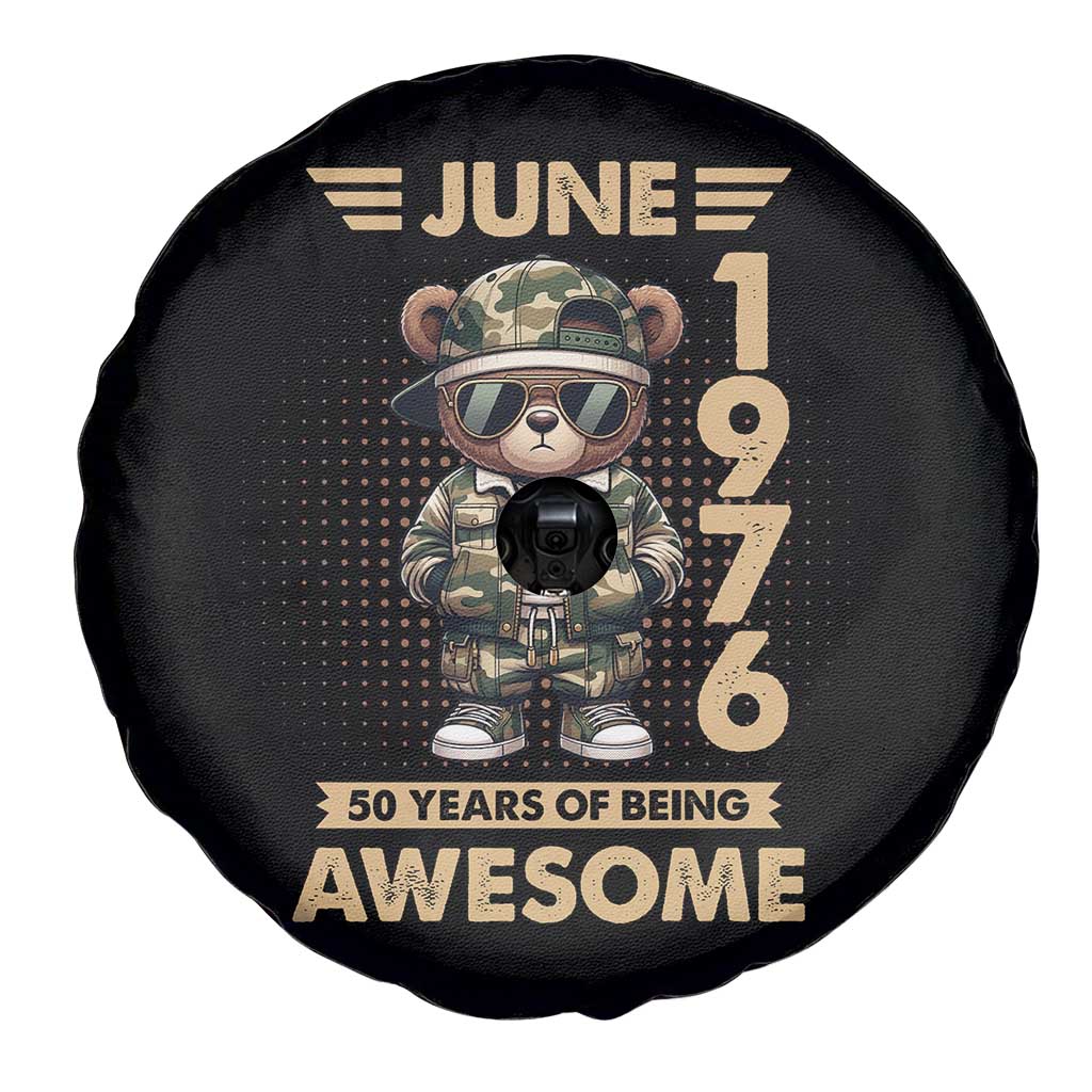 Cool Teddy Bear June 1976 50th Birthday Spare Tire Cover 50 Years Of Being Awesome Retro Streetwear Gift