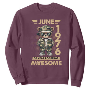 Cool Teddy Bear June 1976 50th Birthday Sweatshirt 50 Years Of Being Awesome Retro Streetwear Gift