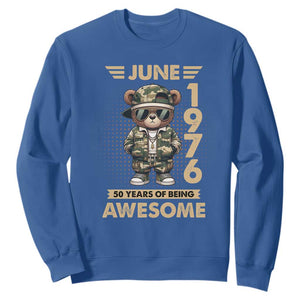 Cool Teddy Bear June 1976 50th Birthday Sweatshirt 50 Years Of Being Awesome Retro Streetwear Gift