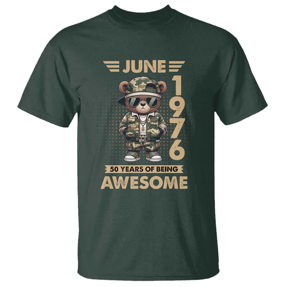 Cool Teddy Bear June 1976 50th Birthday T Shirt 50 Years Of Being Awesome Retro Streetwear Gift