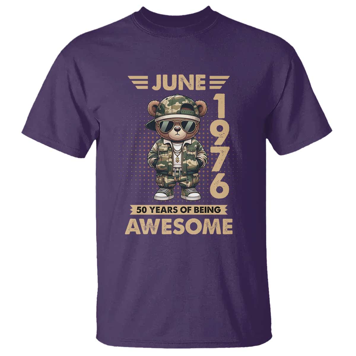 Cool Teddy Bear June 1976 50th Birthday T Shirt 50 Years Of Being Awesome Retro Streetwear Gift