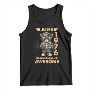 Cool Teddy Bear June 1976 50th Birthday Tank Top 50 Years Of Being Awesome Retro Streetwear Gift