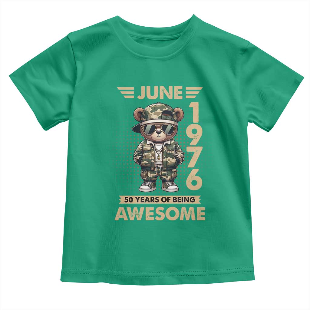 Cool Teddy Bear June 1976 50th Birthday Toddler T Shirt 50 Years Of Being Awesome Retro Streetwear Gift
