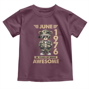 Cool Teddy Bear June 1976 50th Birthday Toddler T Shirt 50 Years Of Being Awesome Retro Streetwear Gift