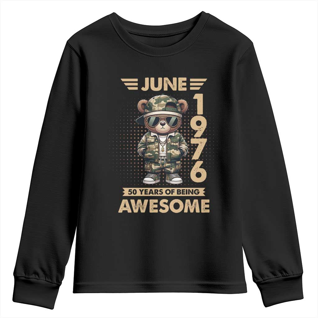 Cool Teddy Bear June 1976 50th Birthday Youth Sweatshirt 50 Years Of Being Awesome Retro Streetwear Gift