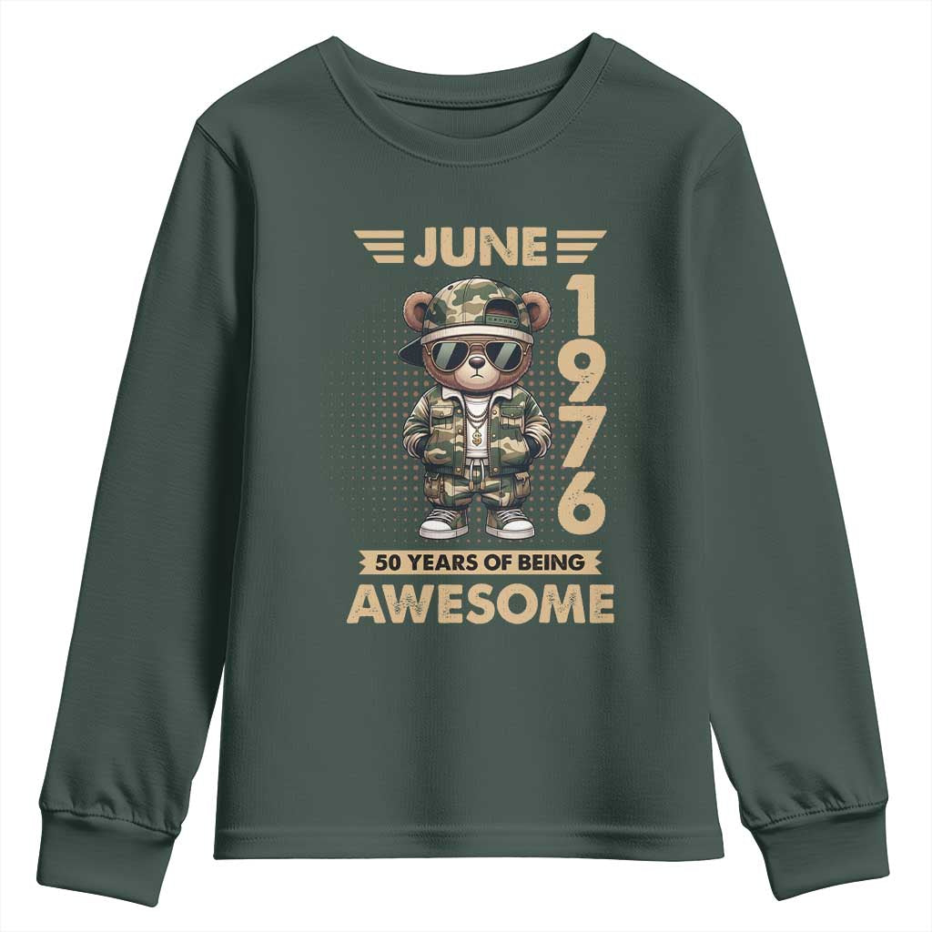 Cool Teddy Bear June 1976 50th Birthday Youth Sweatshirt 50 Years Of Being Awesome Retro Streetwear Gift