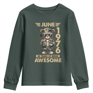 Cool Teddy Bear June 1976 50th Birthday Youth Sweatshirt 50 Years Of Being Awesome Retro Streetwear Gift