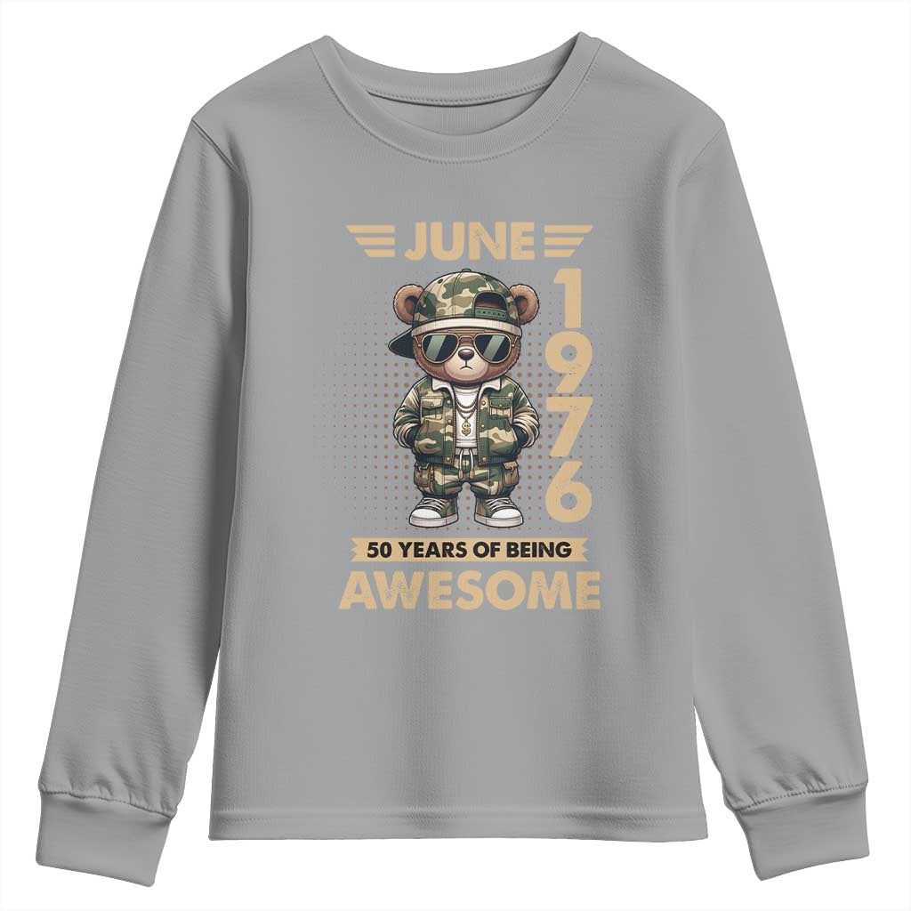 Cool Teddy Bear June 1976 50th Birthday Youth Sweatshirt 50 Years Of Being Awesome Retro Streetwear Gift