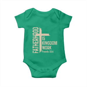 Fatherhood Is Kingdom Work Christian Dad Distressed Cross Baby Onesie Bible Verse Proverbs 22:6 Gift for Faith-Based Fathers