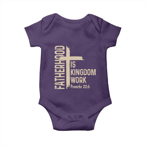 Fatherhood Is Kingdom Work Christian Dad Distressed Cross Baby Onesie Bible Verse Proverbs 22:6 Gift for Faith-Based Fathers