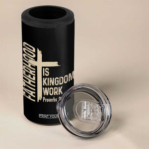Fatherhood Is Kingdom Work Christian Dad Distressed Cross 4 in 1 Can Cooler Tumbler Bible Verse Proverbs 22:6 Gift for Faith-Based Fathers