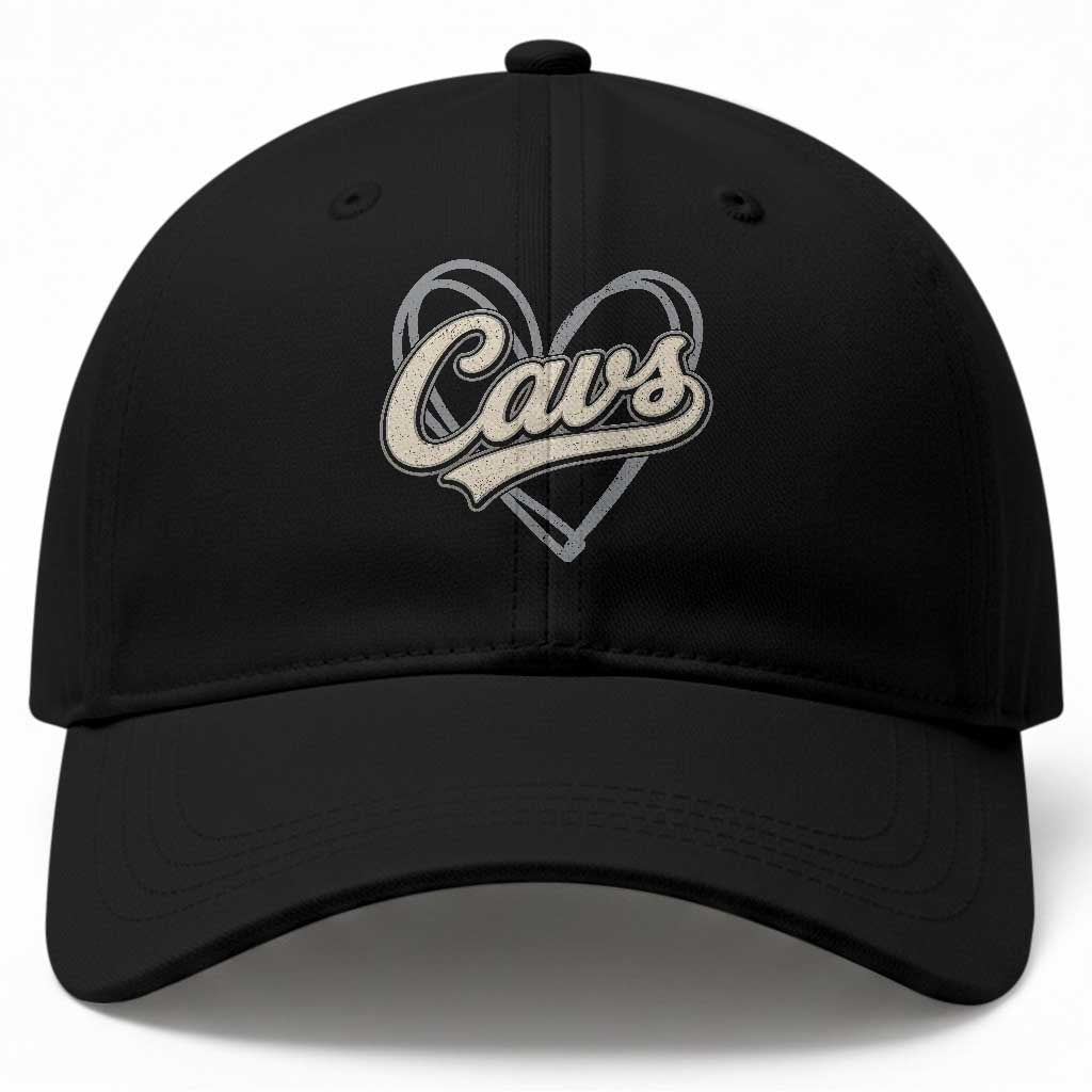Vintage Cavs Name Script Heart Baseball Cap for Sports Fan