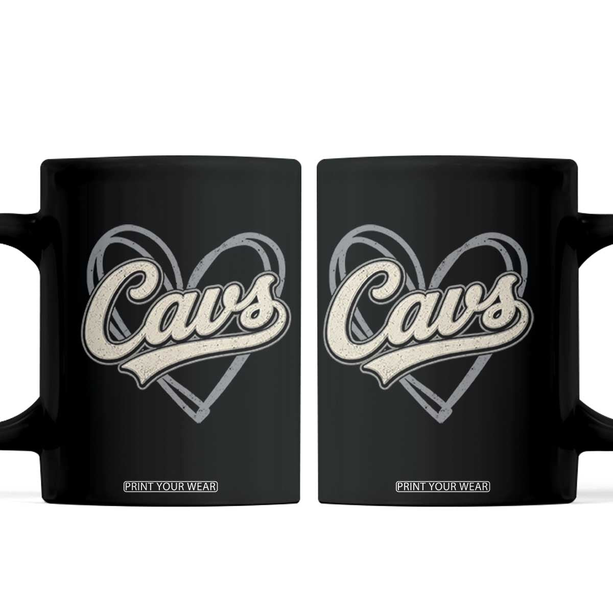 Vintage Cavs Name Script Heart Coffee Mug for Sports Fan