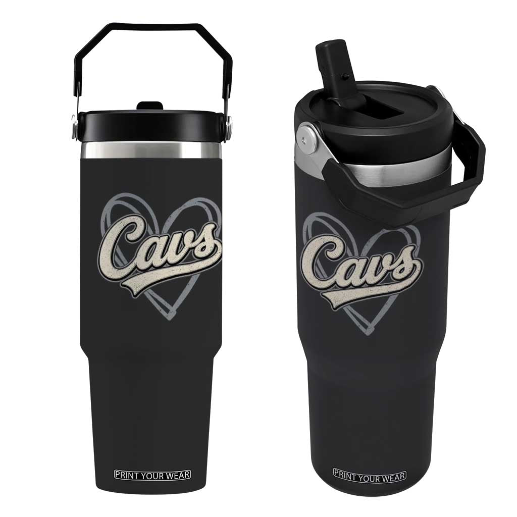 Vintage Cavs Name Script Heart Flip Straw Tumbler for Sports Fan TS02 One Size: 30 oz Black Print Your Wear