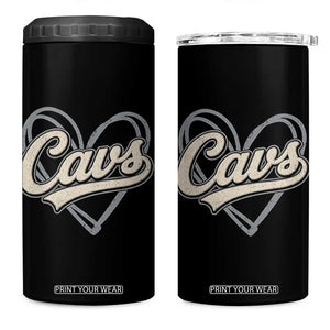 Vintage Cavs Name Script Heart 4 in 1 Can Cooler Tumbler for Sports Fan TS02 One Size: 16 oz Black Print Your Wear