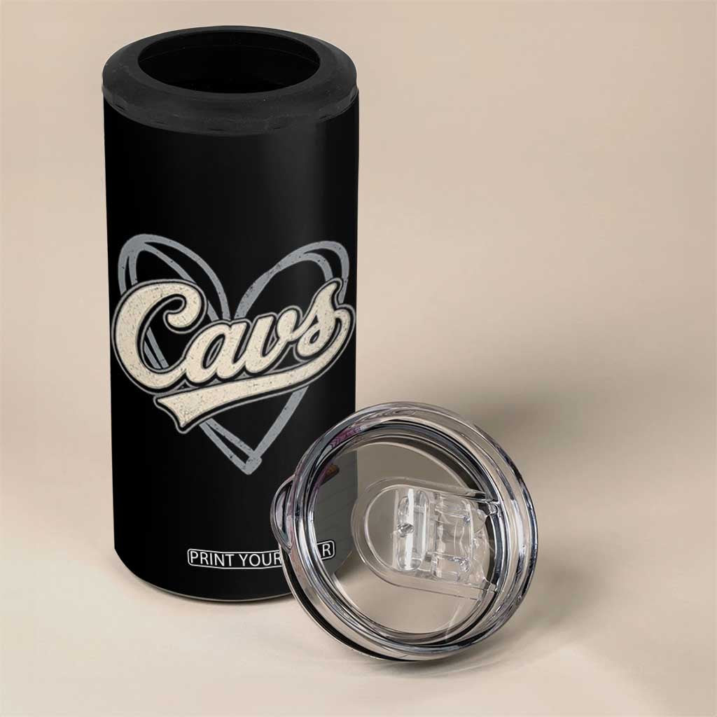 Vintage Cavs Name Script Heart 4 in 1 Can Cooler Tumbler for Sports Fan TS02 Print Your Wear