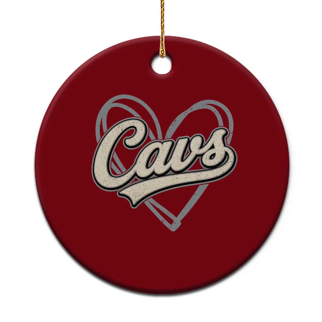 Vintage Cavs Name Script Heart Ceramic Ornament for Sports Fan TS02 1pc Red Print Your Wear