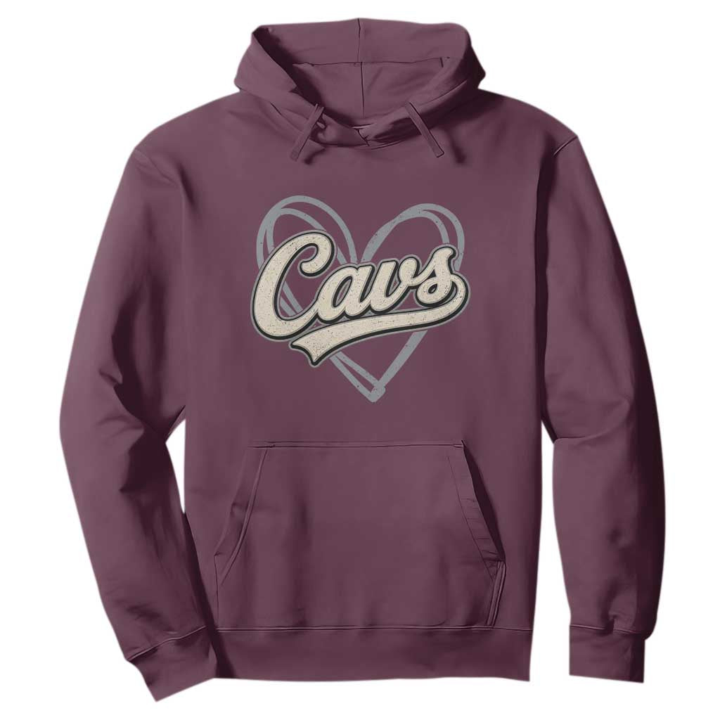 Vintage Cavs Name Script Heart Hoodie for Sports Fan TS02 Maroon Print Your Wear