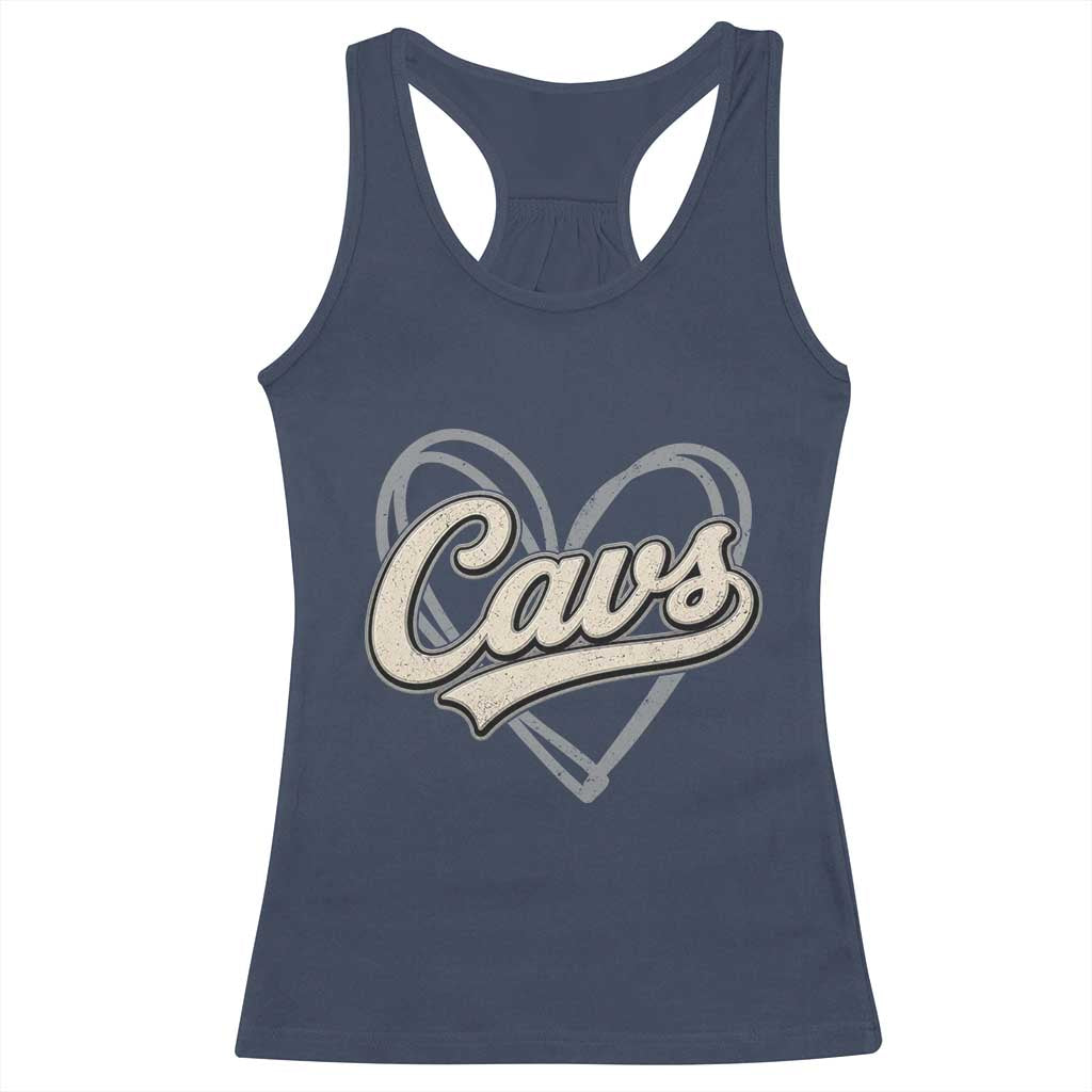 Vintage Cavs Name Script Heart Racerback Tank Top for Sports Fan TS02 Navy Print Your Wear