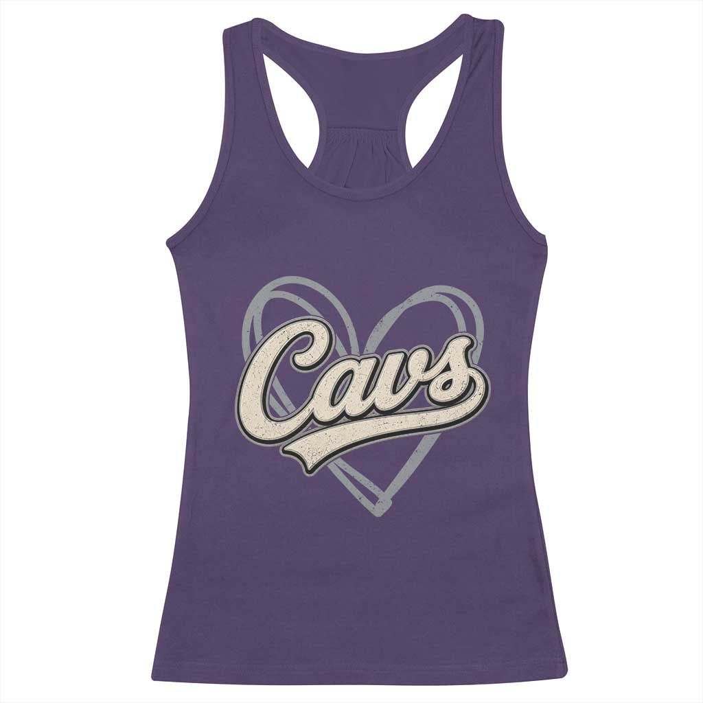 Vintage Cavs Name Script Heart Racerback Tank Top for Sports Fan TS02 Purple Print Your Wear