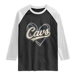 Vintage Cavs Name Script Heart Raglan Shirt for Sports Fan
