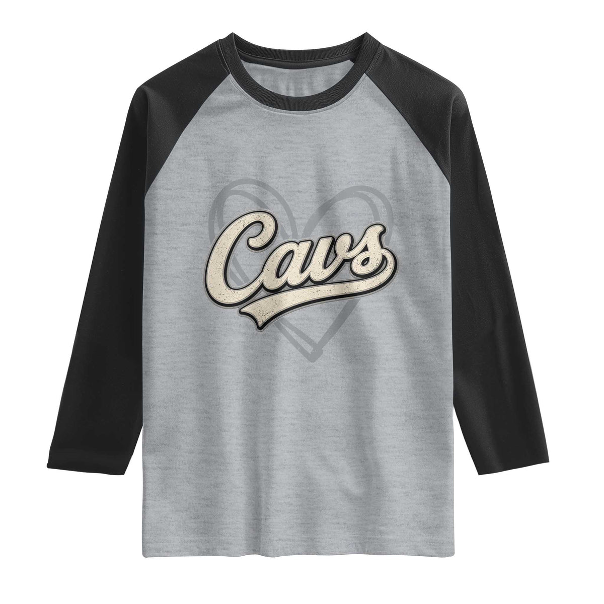 Vintage Cavs Name Script Heart Raglan Shirt for Sports Fan