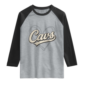 Vintage Cavs Name Script Heart Raglan Shirt for Sports Fan