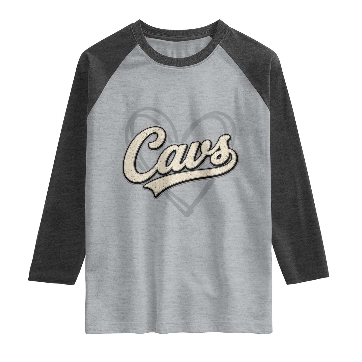Vintage Cavs Name Script Heart Raglan Shirt for Sports Fan