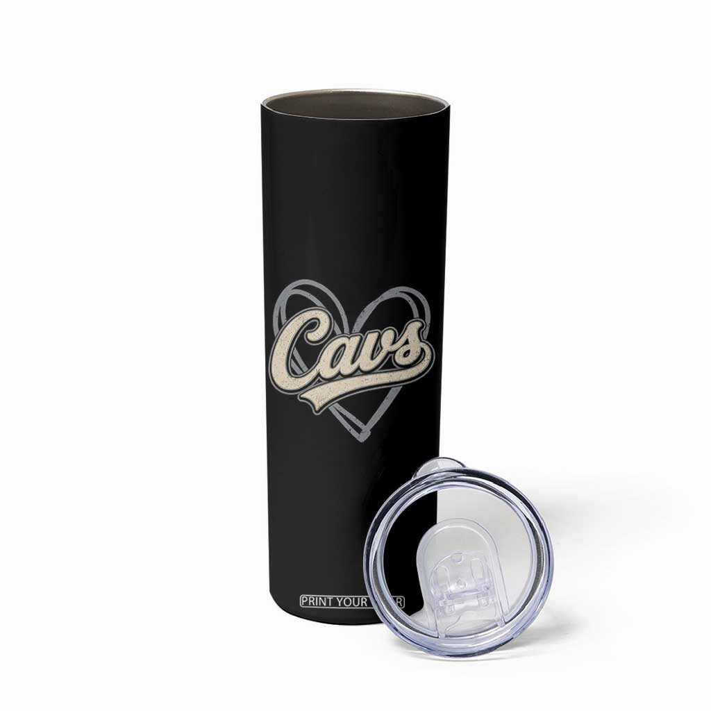Vintage Cavs Name Script Heart Skinny Tumbler for Sports Fan TS02 Print Your Wear