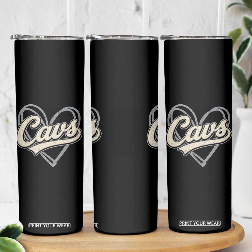 Vintage Cavs Name Script Heart Skinny Tumbler for Sports Fan TS02 Print Your Wear