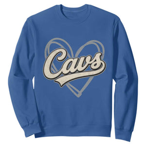 Vintage Cavs Name Script Heart Sweatshirt for Sports Fan TS02 Royal Blue Print Your Wear