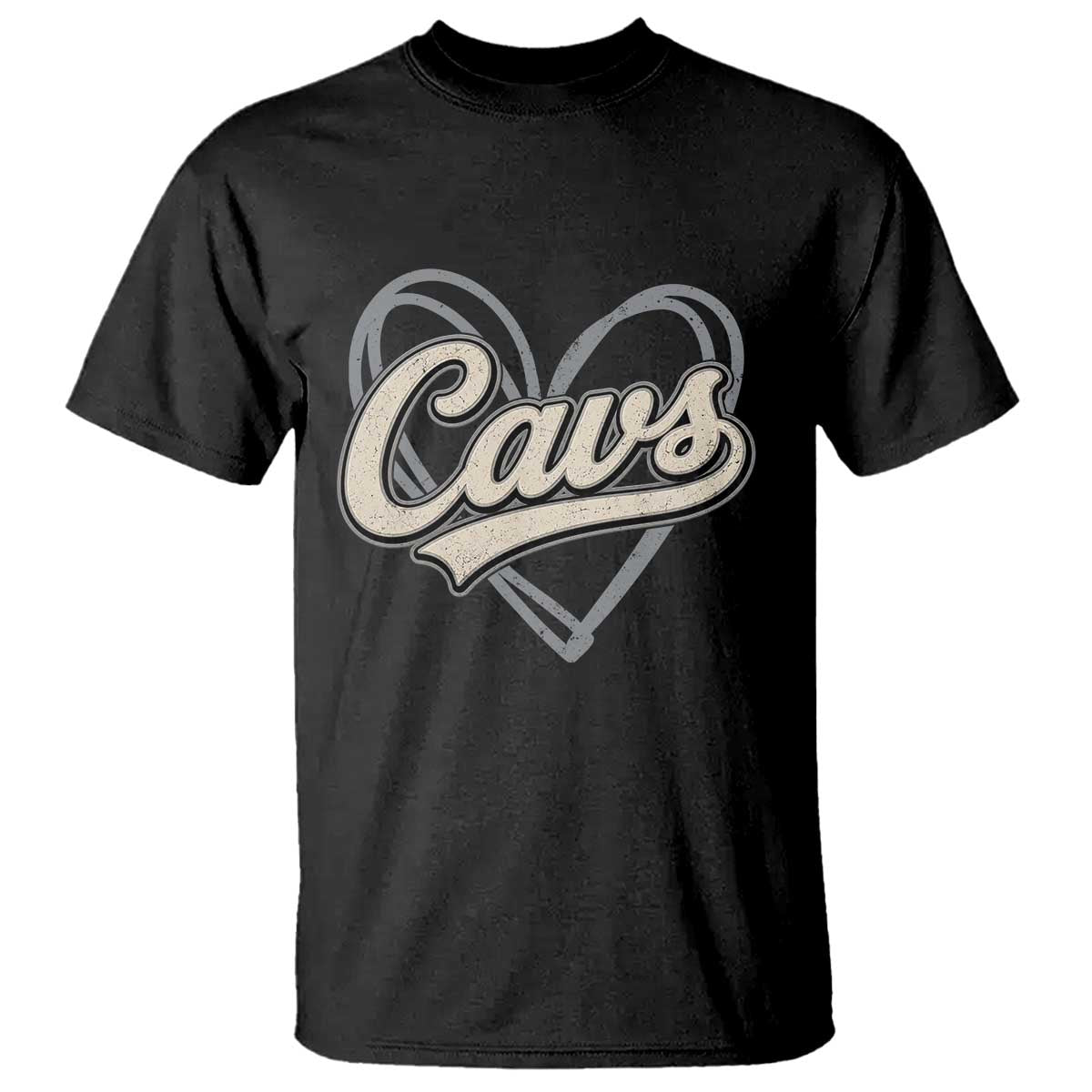 Vintage Cavs Name Script Heart T Shirt for Sports Fan
