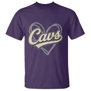 Vintage Cavs Name Script Heart T Shirt for Sports Fan TS02 Purple Print Your Wear