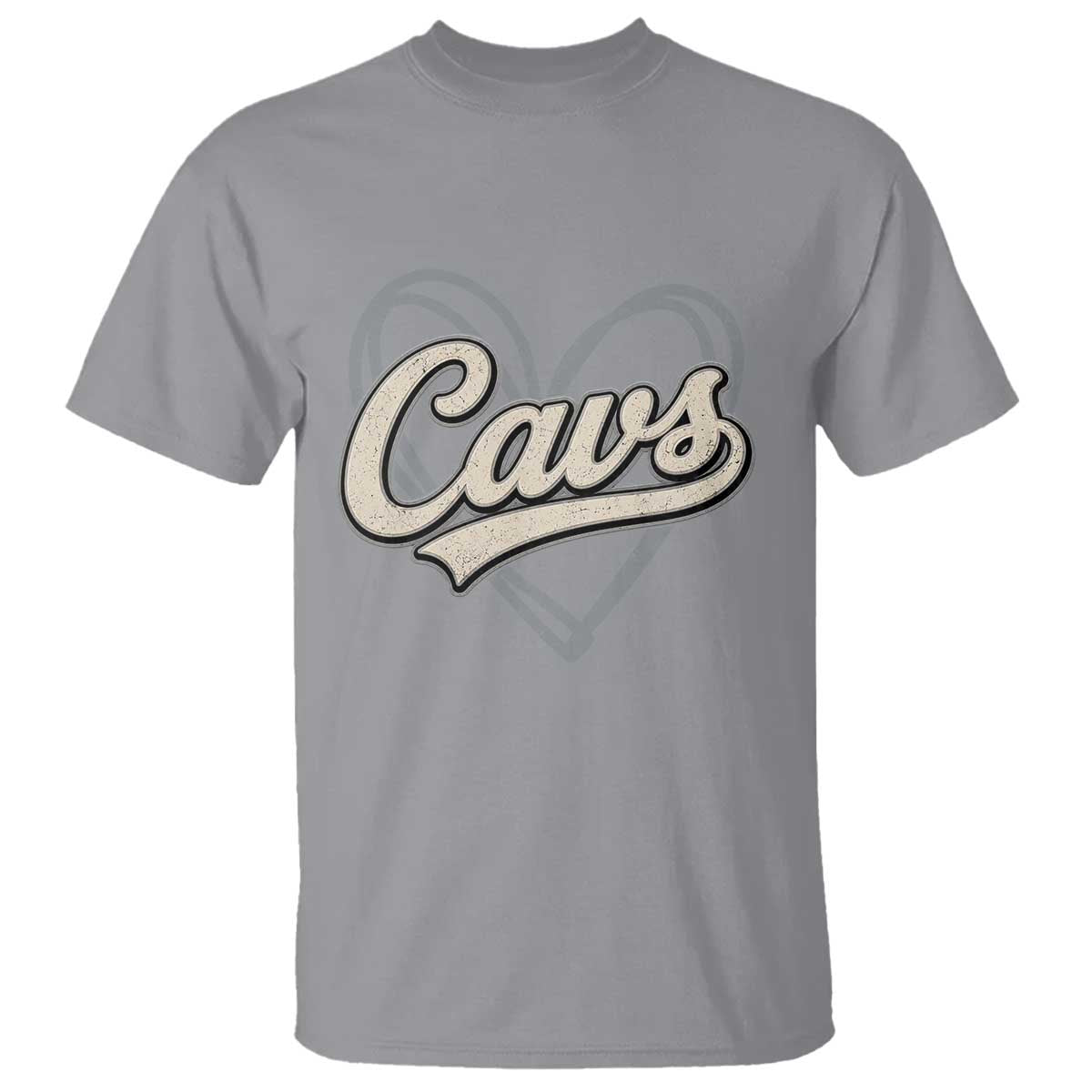 Vintage Cavs Name Script Heart T Shirt for Sports Fan TS02 Sport Gray Print Your Wear