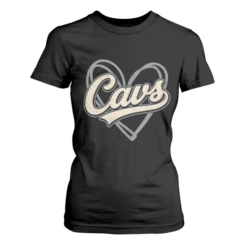 Vintage Cavs Name Script Heart T Shirt For Women for Sports Fan TS02 Black Print Your Wear