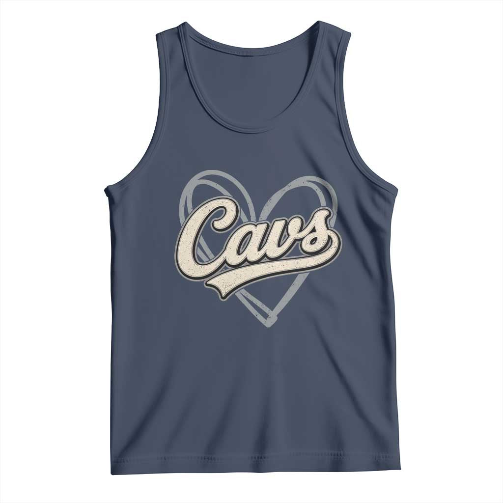 Vintage Cavs Name Script Heart Tank Top for Sports Fan