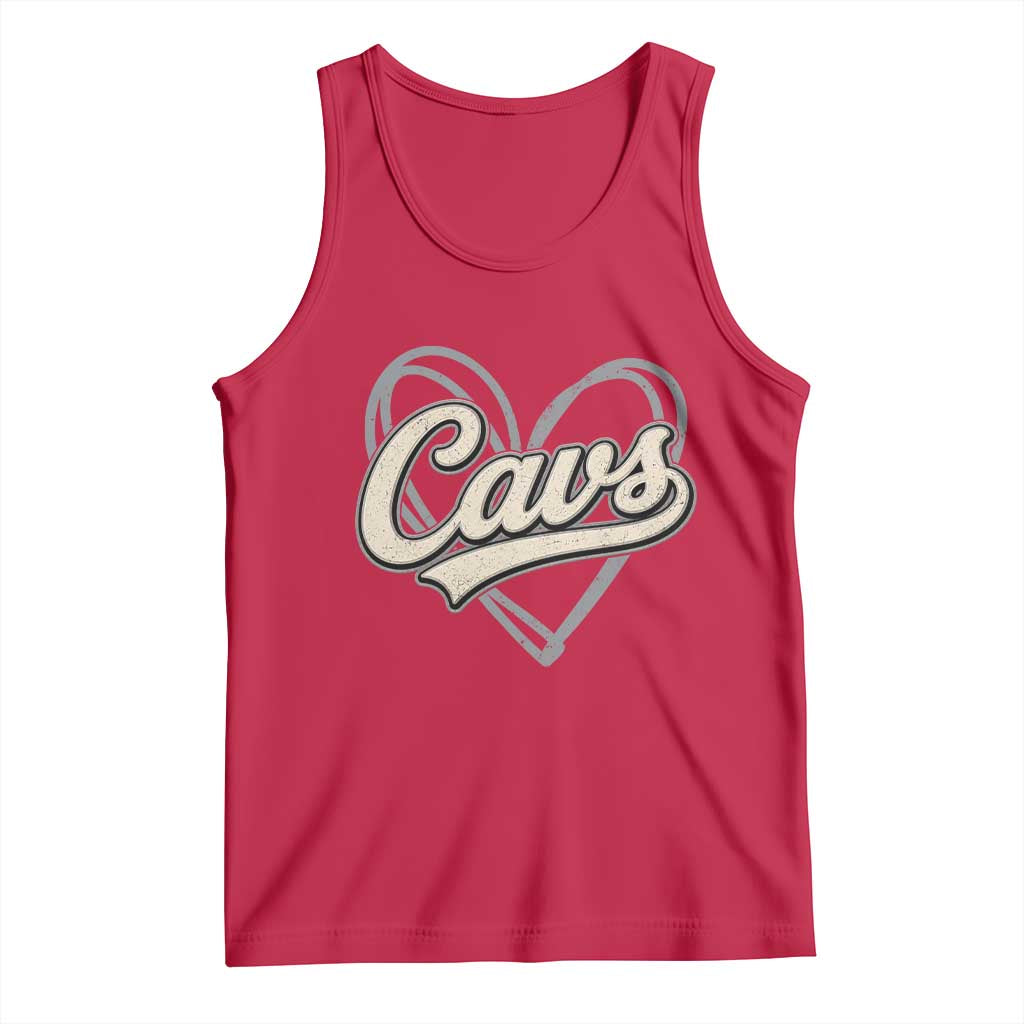 Vintage Cavs Name Script Heart Tank Top for Sports Fan