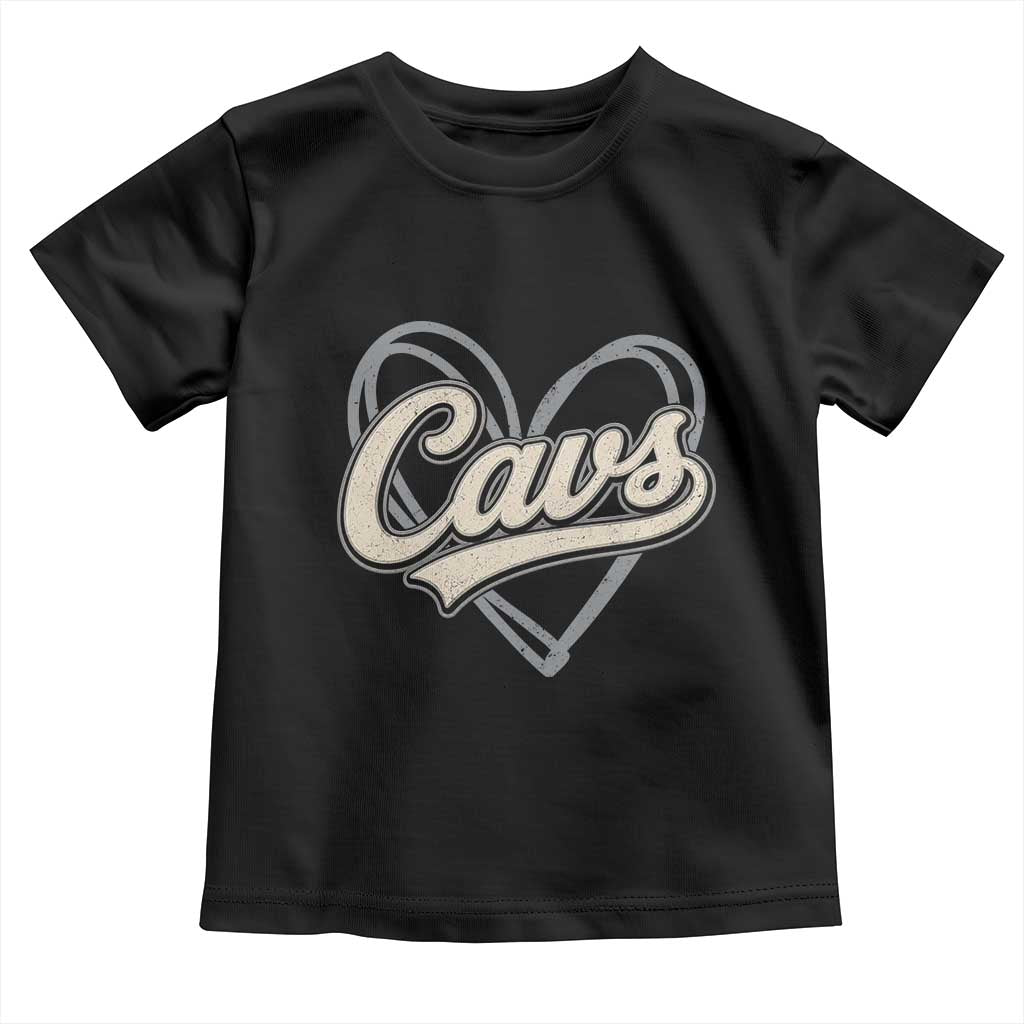 Vintage Cavs Name Script Heart Toddler T Shirt for Sports Fan TS02 Black Print Your Wear