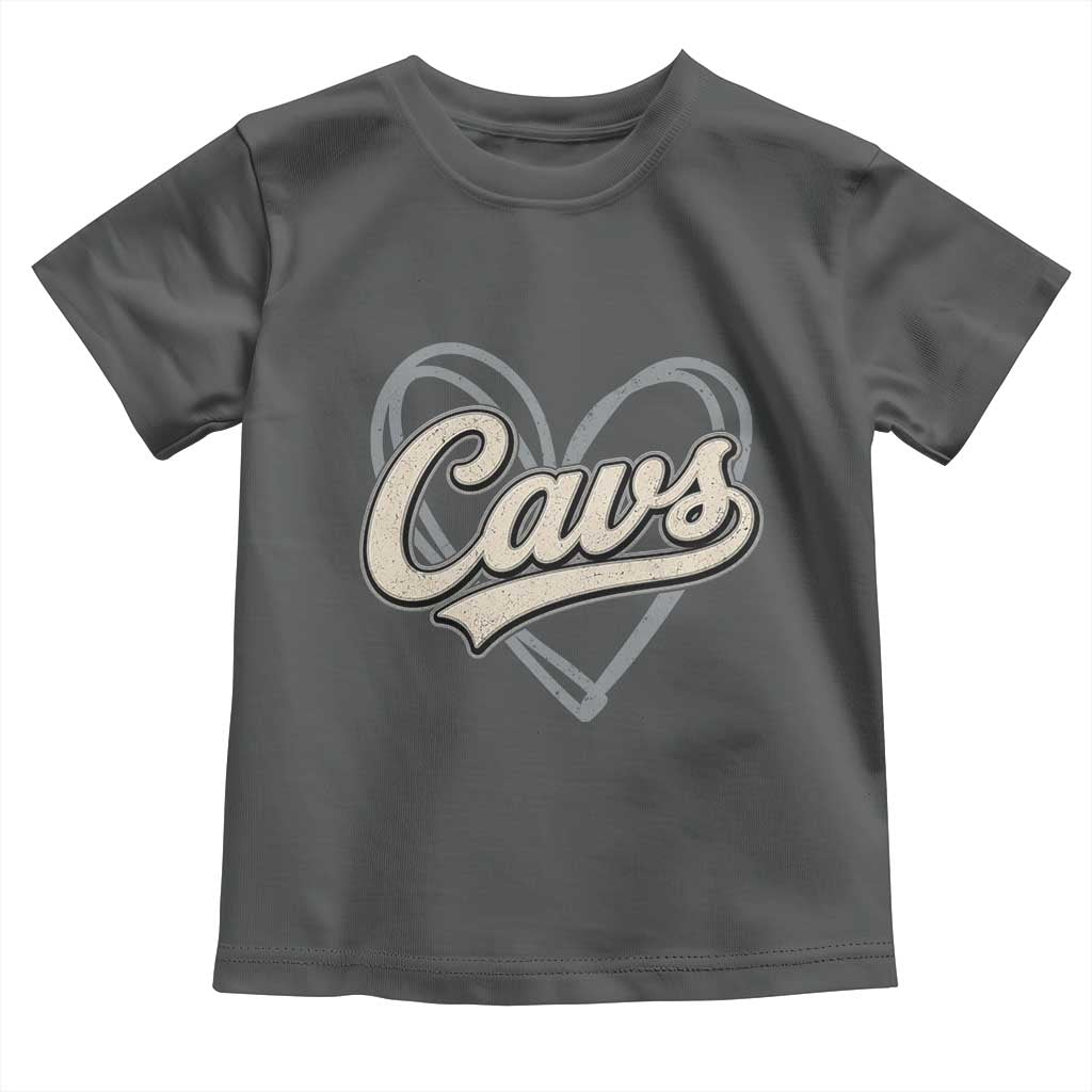 Vintage Cavs Name Script Heart Toddler T Shirt for Sports Fan TS02 Dark Heather Print Your Wear