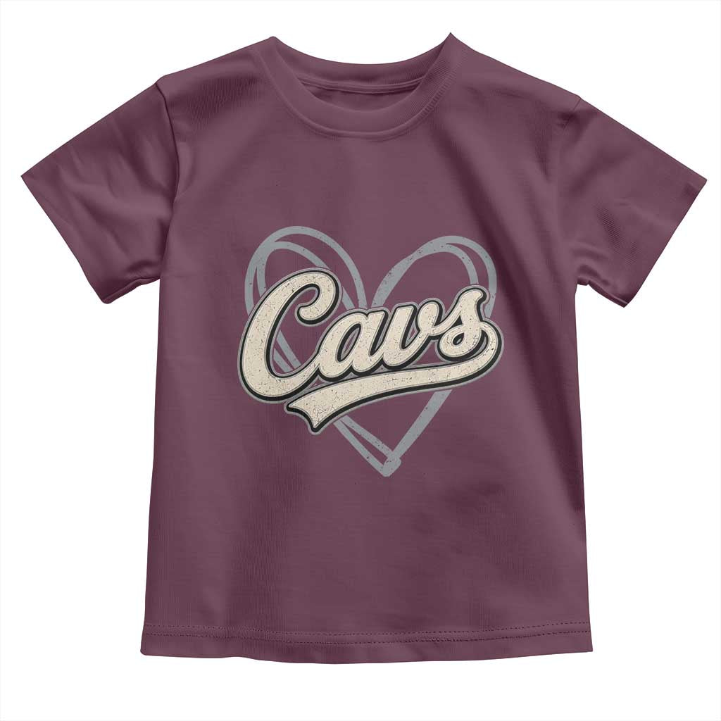 Vintage Cavs Name Script Heart Toddler T Shirt for Sports Fan TS02 Maroon Print Your Wear