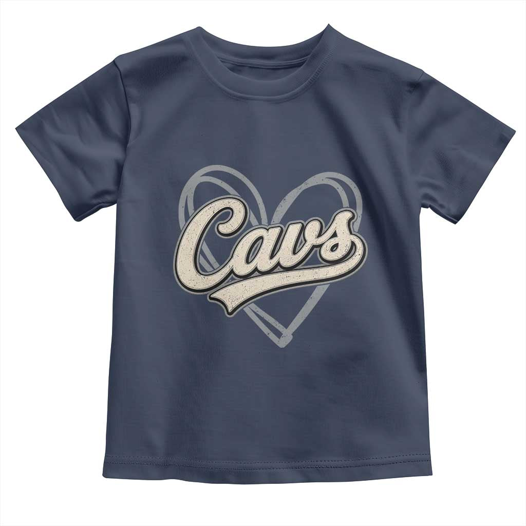Vintage Cavs Name Script Heart Toddler T Shirt for Sports Fan TS02 Navy Print Your Wear