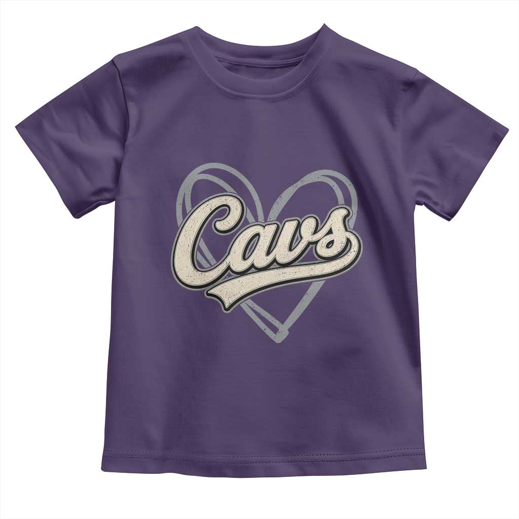 Vintage Cavs Name Script Heart Toddler T Shirt for Sports Fan TS02 Purple Print Your Wear