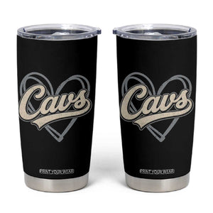 Vintage Cavs Name Script Heart Tumbler Cup for Sports Fan TS02 Black Print Your Wear