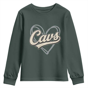 Vintage Cavs Name Script Heart Youth Sweatshirt for Sports Fan TS02 Dark Forest Green Print Your Wear