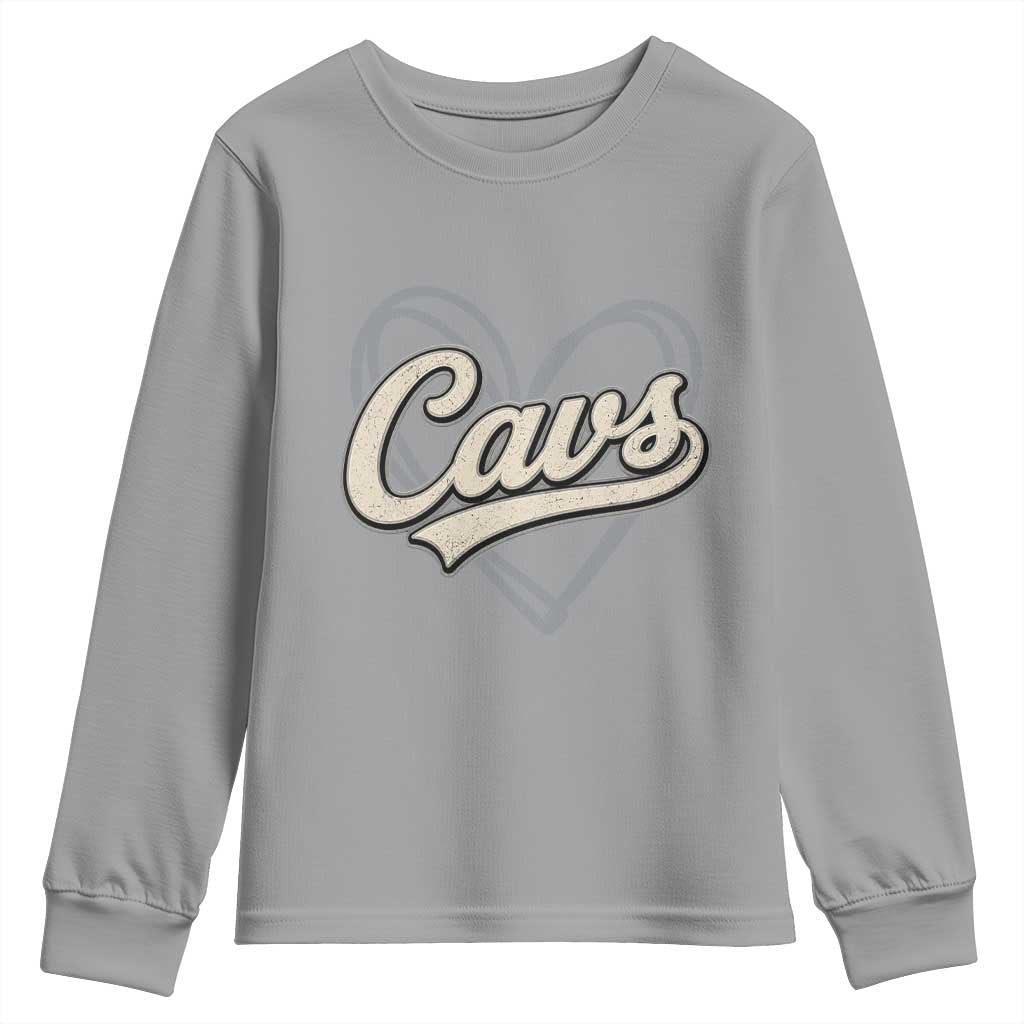 Vintage Cavs Name Script Heart Youth Sweatshirt for Sports Fan TS02 Sport Gray Print Your Wear