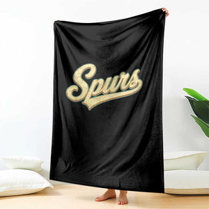 Vintage Spurs Name Script Throw Blanket for Sports Fan