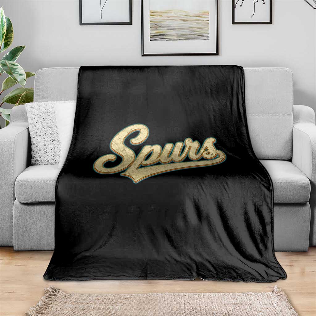 Vintage Spurs Name Script Throw Blanket for Sports Fan