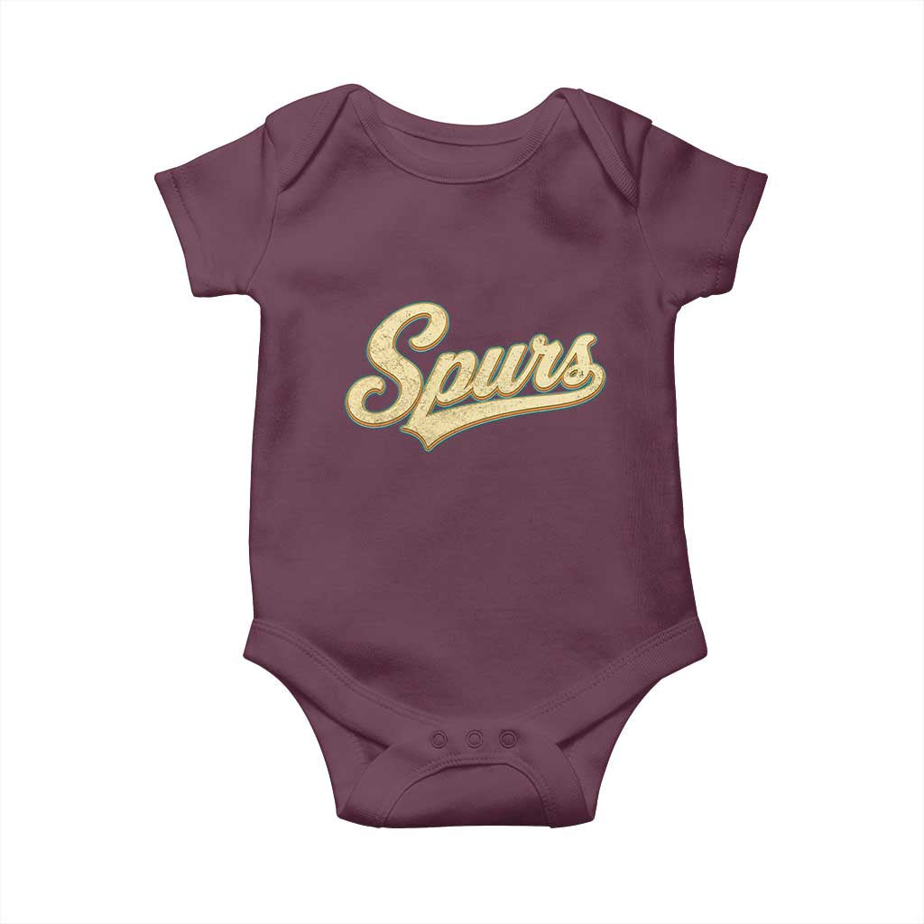 Vintage Spurs Name Script Baby Onesie for Sports Fan TS02 Maroon Print Your Wear