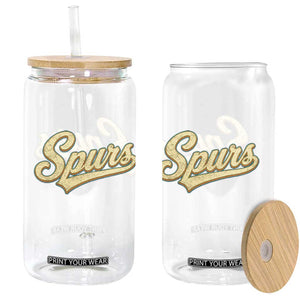 Vintage Spurs Name Script Glass Can for Sports Fan